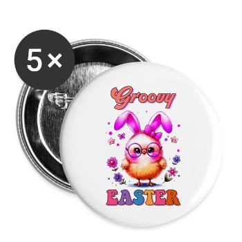 Ostern Osterhase Ostern Ostern Sonntag Osterei Frühling - Buttons klein 25 mm (5er Pack) - Weiß - Vorne