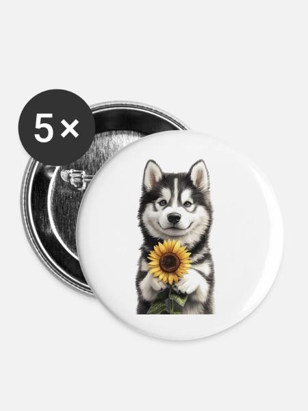 Alaskan Malamute - Buttons klein 25 mm (5er Pack) - Weiß