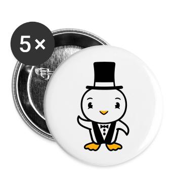 oiseau mari chapeau haut de forme costume mariage riche - Lot de 5 petits badges (25 mm) - blanc - Devant