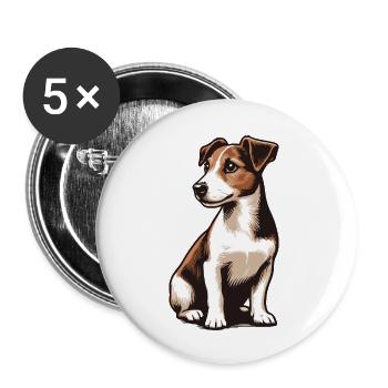 Jack Russell Terrier - Buttons klein 25 mm (5er Pack) - Weiß - Vorne