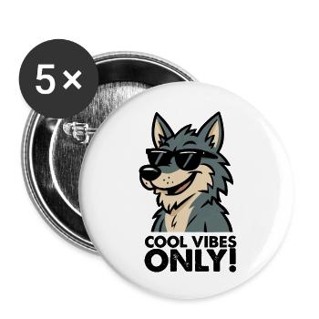 wolf sonnenbrille cool - Buttons klein 25 mm (5er Pack) - Weiß - Vorne
