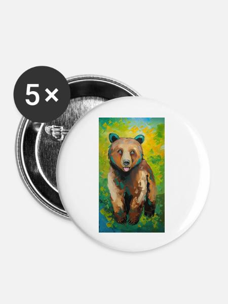 Bear Painting Bär Gemälde - Buttons klein 25 mm (5er Pack) - Weiß