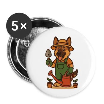 Adorable Gardener Dog Sheepdog - Buttons small 1''/25 mm (5-pack) - white - Front