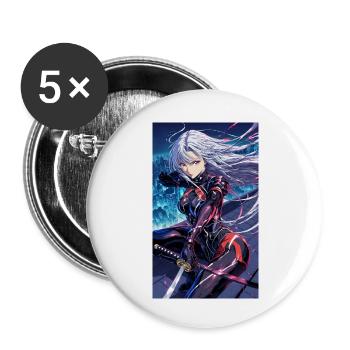 Anime Samouraï Fille - Lot de 5 petits badges (25 mm) - blanc - Devant