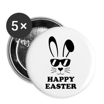 Happy Easter - Buttons small 1''/25 mm (5-pack) - white - Front