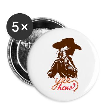 Yee Haw Western Woman Illustration Paper Cut - Buttons small 1''/25 mm (5-pack) - white - Front
