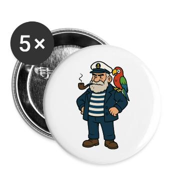 Bande dessinée de marin - Lot de 5 petits badges (25 mm) - blanc - Devant
