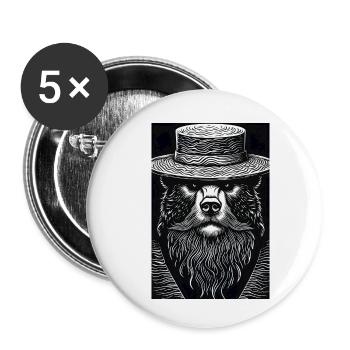 The Silent Grizzly - Buttons small 1''/25 mm (5-pack) - white - Front