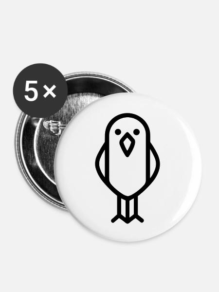 Papagei - Buttons klein 25 mm (5er Pack) - Weiß