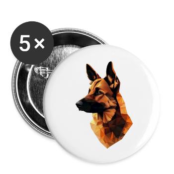 German Shepherd Low Poly Design - Buttons small 1''/25 mm (5-pack) - white - Front