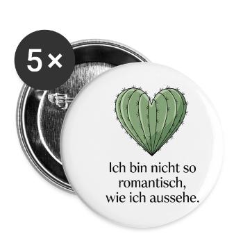 Cœur de cactus, pas aussi romantique que j’en ai l’air - Lot de 5 petits badges (25 mm) - blanc - Devant
