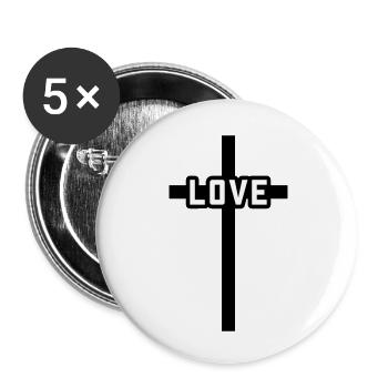 Croix Amour Chrétien Symbole Jésus - Lot de 5 petits badges (25 mm) - blanc - Devant
