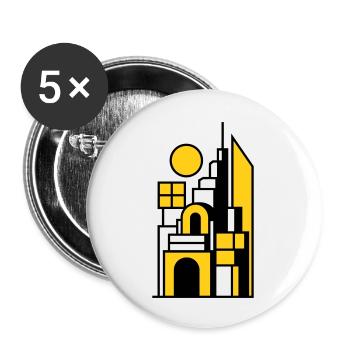 Abstract Cityscape in Yellow Black - Buttons small 1''/25 mm (5-pack) - white - Front