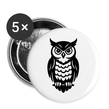 Owls in black and white - Buttons small 1''/25 mm (5-pack) - white - Front