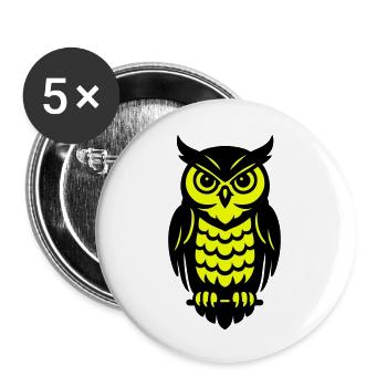 Pop Art Eulen Design - Buttons klein 25 mm (5er Pack) - Weiß - Vorne