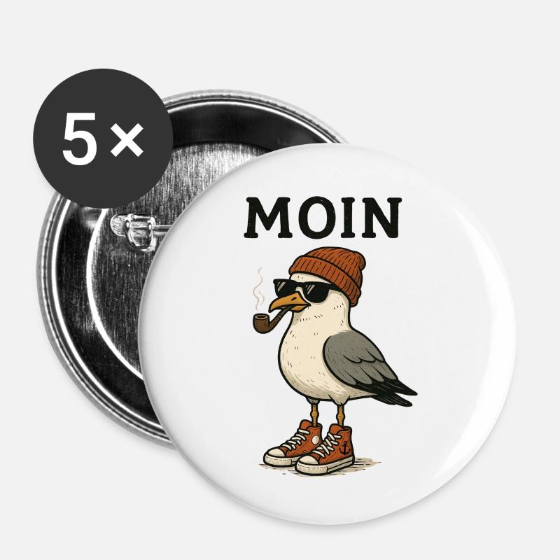 Moin Seagull White-tailed Eagle with Streetstyle Accessories - Buttons small 1''/25 mm (5-pack) - white