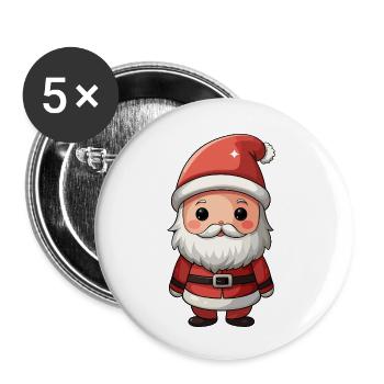 Chibi Père Noël Cheer Illustration - Lot de 5 petits badges (25 mm) - blanc - Devant