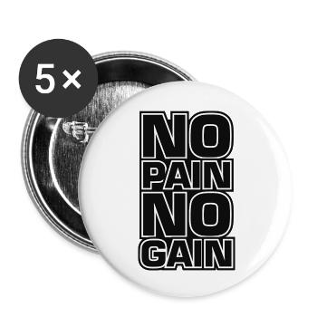 No Pain No Gain Devise de remise en forme - Lot de 5 petits badges (25 mm) - blanc - Devant