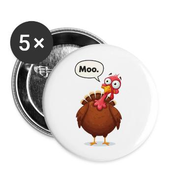 Moo Dessin animé Turquie - Lot de 5 petits badges (25 mm) - blanc - Devant