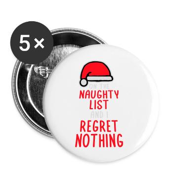 Sur la liste des vilains et ne regrette rien XMas Spruch - Lot de 5 petits badges (25 mm) - blanc - Devant