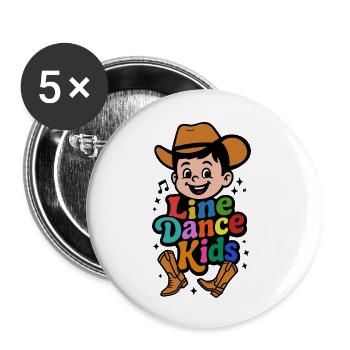 Line Dance Kids - Bunte Cowboys - Geschenk - Buttons klein 25 mm (5er Pack) - Weiß - Vorne