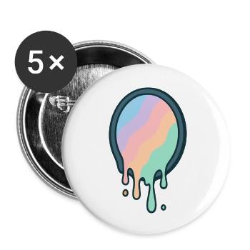 Geschmolzener Pastell-Regenbogen - Buttons klein 25 mm (5er Pack) - Weiß - Vorne