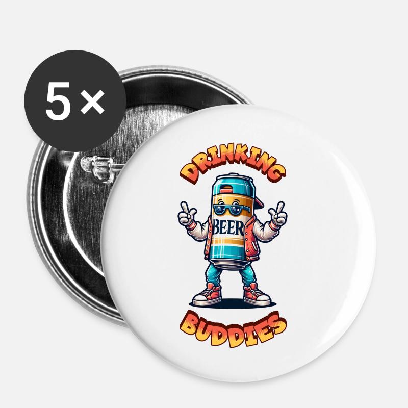 Drinking Buddies - Buttons small 1''/25 mm (5-pack) - white