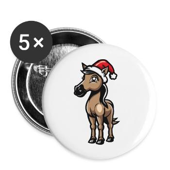 Cheval Noël - Lot de 5 petits badges (25 mm) - blanc - Devant