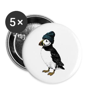 Winter Puffin - Buttons klein 25 mm (5er Pack) - Weiß - Vorne