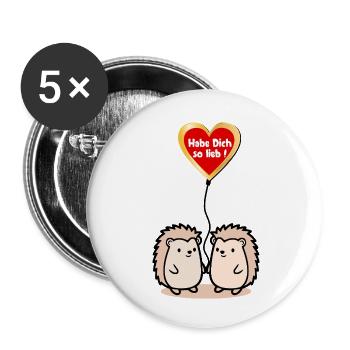 Valentinstag Herz Igel Paar - Buttons klein 25 mm (5er Pack) - Weiß - Vorne