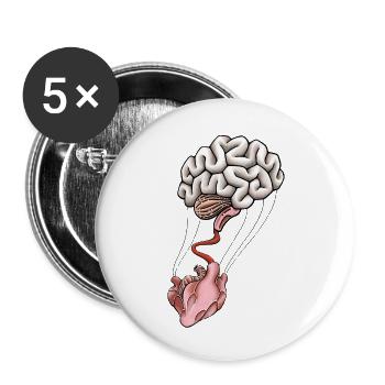 Heart & Brain - Buttons small 1''/25 mm (5-pack) - white - Front