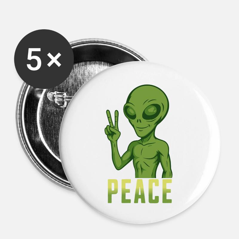 Peace Alien - Buttons small 1''/25 mm (5-pack) - white