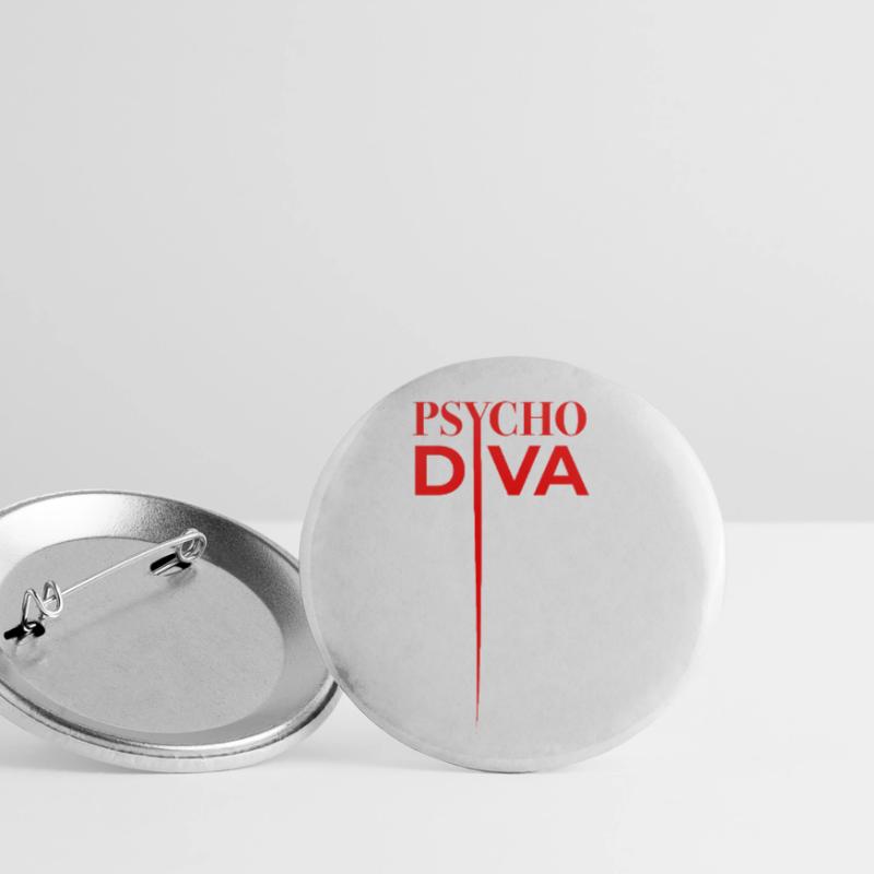 Psycho Diva – Sarkasmus-Spruch Rot Buttons klein 25 mm (5er Pack)