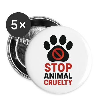 Stop Animal Cruelty Paw Print - Buttons small 1''/25 mm (5-pack) - white - Front