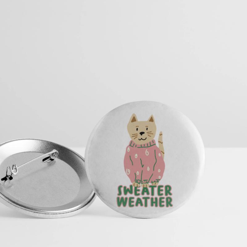 Chat en pull rose – Temps de pull Lot de 5 petits badges (25 mm)