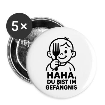 Kids Humor Fork Prison - Buttons small 1''/25 mm (5-pack) - white - Front