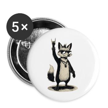 Renard berçant avec lunettes de soleil signe de main - Lot de 5 petits badges (25 mm) - blanc - Devant