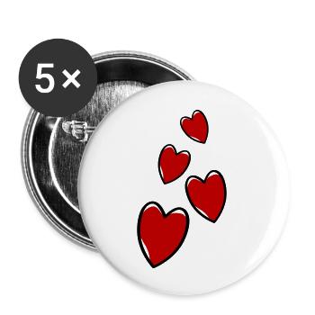 Herzen Symbol - Buttons klein 25 mm (5er Pack) - Weiß - Vorne