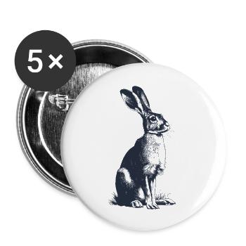 Vintage Hase | Detailreiche Gravur Waldtier Motiv - Buttons klein 25 mm (5er Pack) - Weiß - Vorne