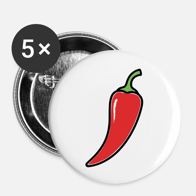Chili Schote Scharf Comic - Buttons klein 25 mm (5er Pack) - Weiß