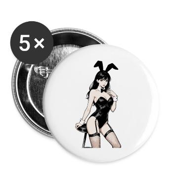 Anime Bunny Frau – Sinnliche Manga Pin-up Art - Buttons klein 25 mm (5er Pack) - Weiß - Vorne