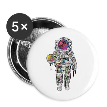 Weltraum-Astronaut kritzelt Planet - Buttons klein 25 mm (5er Pack) - Weiß - Vorne