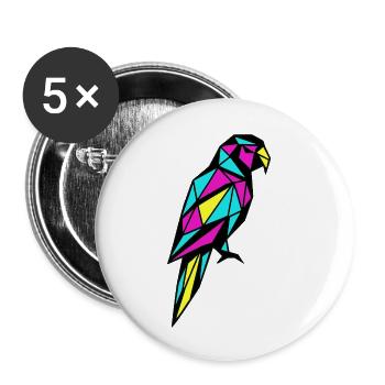 Geometric parrot low poly CMYK bird - Buttons small 1''/25 mm (5-pack) - white - Front