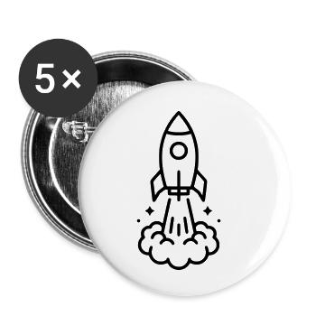 Icône spatiale de lancement de fusée - Lot de 5 petits badges (25 mm) - blanc - Devant