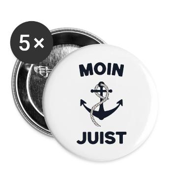 Moin Juist – Maritimes Anker-Design - Buttons klein 25 mm (5er Pack) - Weiß - Vorne