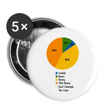 Lustiges Ski-Tortendiagramm Skifahrer Humor-Slogan - Buttons klein 25 mm (5er Pack) - Weiß - Vorne
