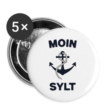 Moin Sylt – Maritime Anchor Design - Buttons small 1''/25 mm (5-pack) - white - Front
