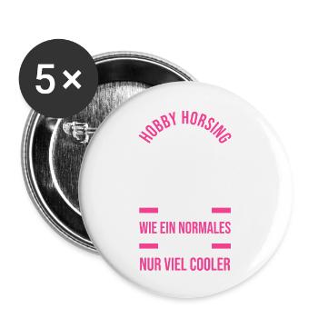 Steckenpferd Hobbyhorse Hobby Horsing - Buttons klein 25 mm (5er Pack) - Weiß - Vorne