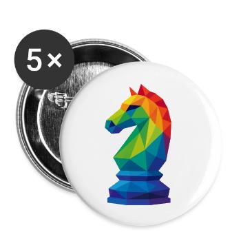 Cavalier Low-Poly : La Maîtrise Tactique - Lot de 5 petits badges (25 mm) - blanc - Devant