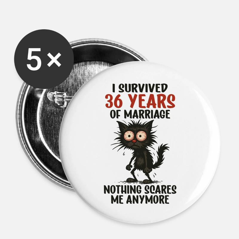 36e Cadeau d’anniversaire de mariage Mari Mari Épouse - Lot de 5 petits badges (25 mm) - blanc